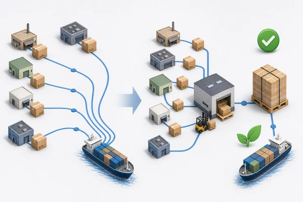 Separate supplier shipments compared with one consolidated international shipment
