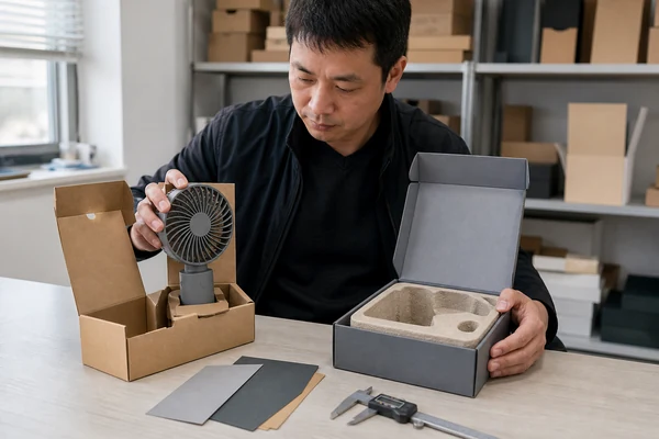Sourcing manager comparing two custom packaging routes for the same product
