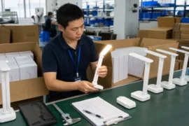 Inspector checking finished products and cartons before a bulk order ships from China