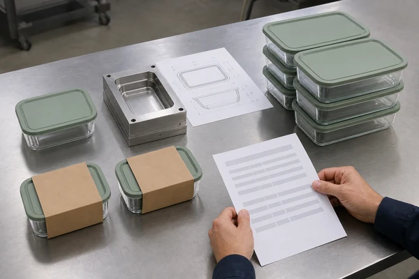 Prototype, mould, packaging proof and production units separated for supplier cost review