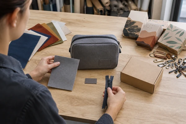 Product developer simplifying fabric, color, components and packaging for a lower-MOQ first order
