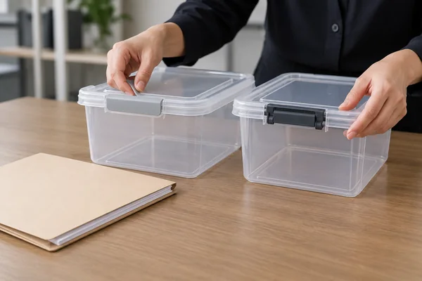 Two product samples with different components beside documents